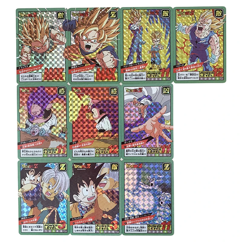 

10Pcs/set Dragon Ball Flash Card Super Saiyan Vegeta Trunks Majin Buu Fierce Fighting Classic Anime Collection Cards Gift Toys