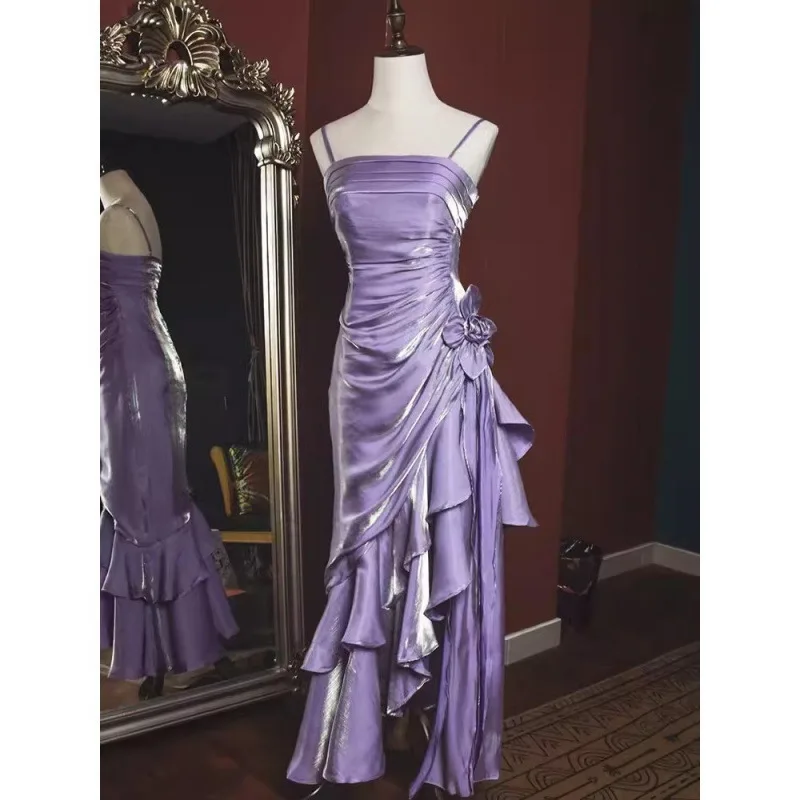 

Lamour 2025 модное и простое вечернее платье для женщин на тонких бретельках до щиколотки элегантное сексуальное платье для выпускного вечера для банкета Vestido