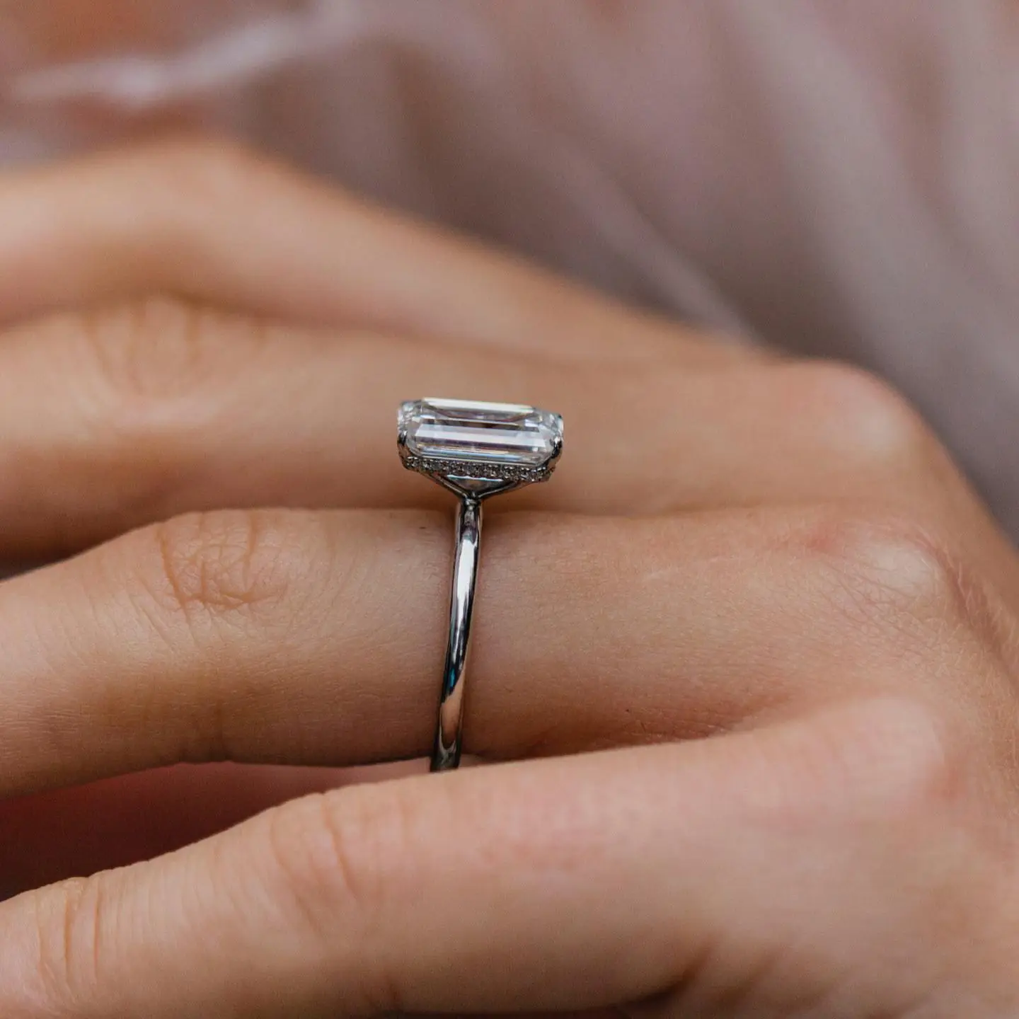 Elongated Emerald Cut 3.5CT Moissanite Solitaire Ring, 10.5×7mm Main Stone, Solid 18K Gold Fine Jewelry, Engagement Wedding Anniversary Bridal Gift For Women view 3