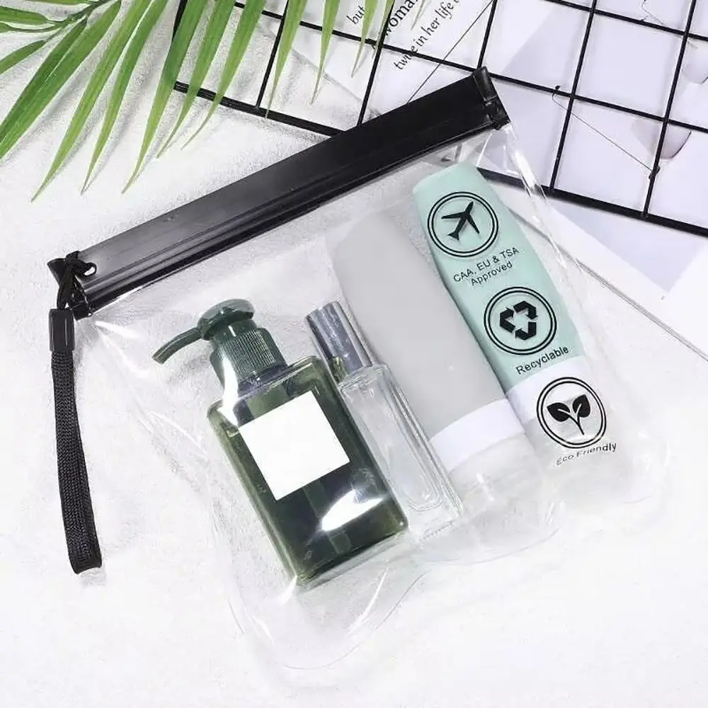 1Pcs Waterproof Toiletry Bag Leakproof Transparent Flight Make Up Bag EVA Airport Security Cleaning Storage Organizer Travel Use