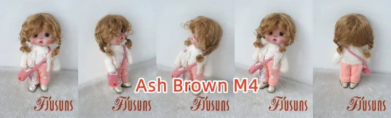 JD644 4-5inch 5-6inch Messy Baby Curly Mini Twintail Mohair BJD Wigs 1/8 1/12 OB11 Lati Yellow Doll Accessories