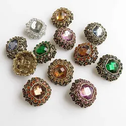 Upscale Wholesale Inlaid Diamond Square Metal Buttons 18/23MM Of 5PCS/Lot Coat Sweater Clothing Decorative Buckle