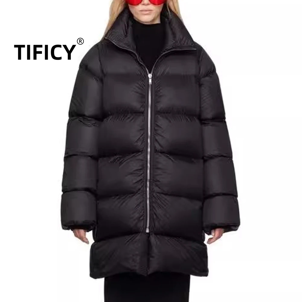 

High Street Dark RO Down Jacket Women's New Winter Stand Up Collar Zipper Warm and Cold Proof White Duck Down Jacket