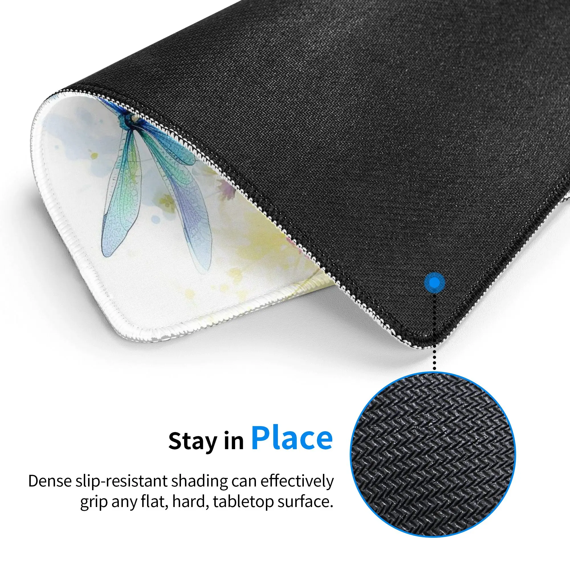 Dragonfly And Floral Watercolor Art Mouse Pad Computer Keyboard Mouse Mat Gaming Laptop Desk Mat Office Accessories Table Mats
