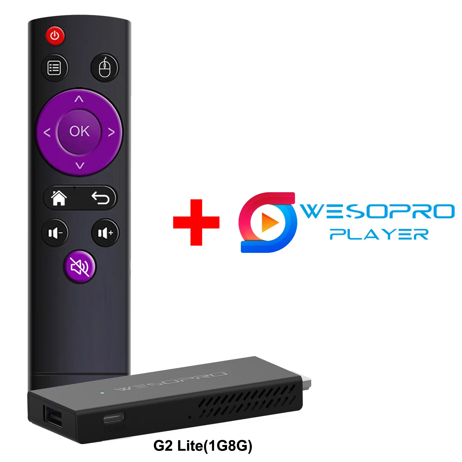 WESOPRO Android TV Stick G2 Lite Smart IPTV Dongle 1 GB RAM 8 GB ROM 2,4 GHz 5,0 GHz Wifi 4K Dekodierung Streaming Media VS Fire Stick