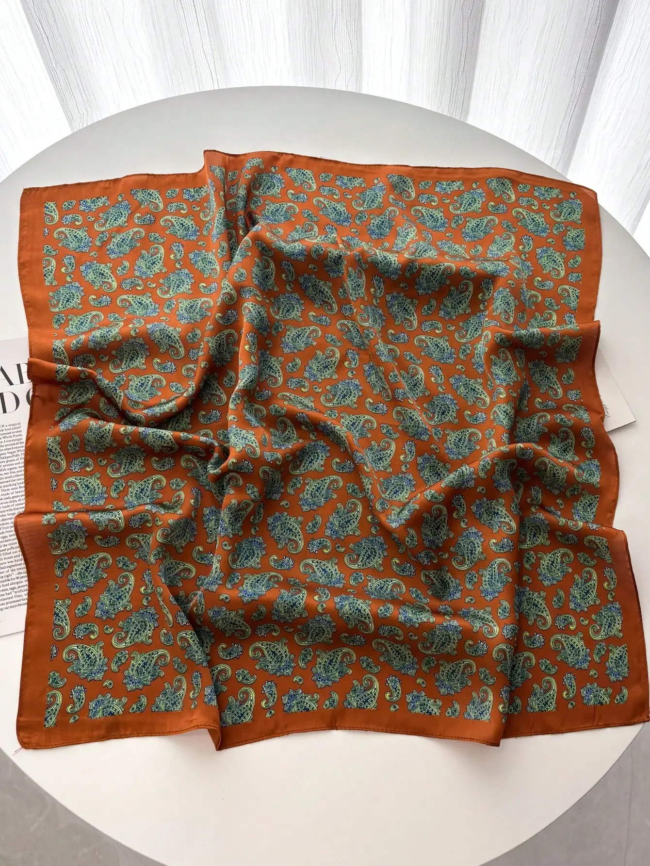 

Faux Silk Paisley Print 70cm Square Scarf For Women Fashion Neck Headband Waist Belt