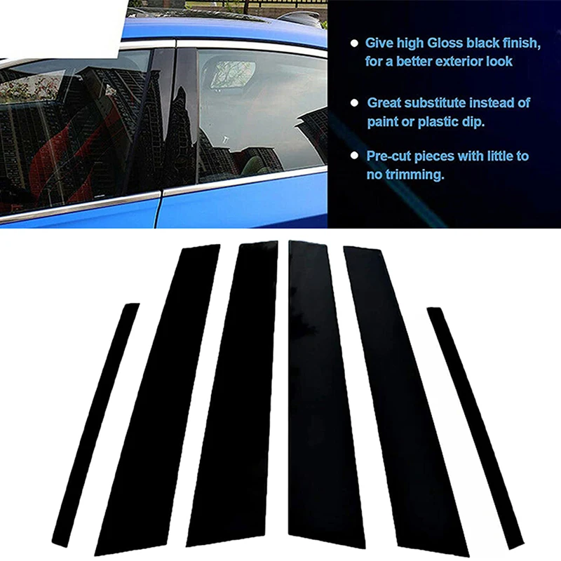 For BMW 3-Series E90 2005-2012 Car Polished Pillar Posts Window Trim Cover BC Column Sticker Styling Accessories Exterior Parts