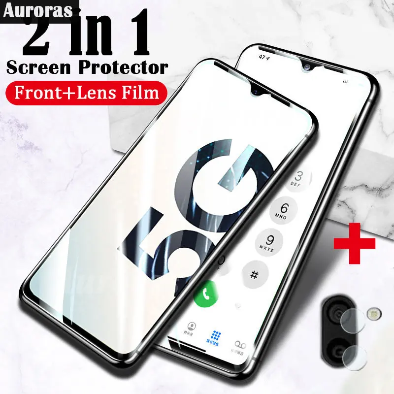 Auroras For Sharp Aquos R3 Screen Protection Film Tempered Glass 2 in 1 Protector Film For Sharp AquosR3 Lens Film