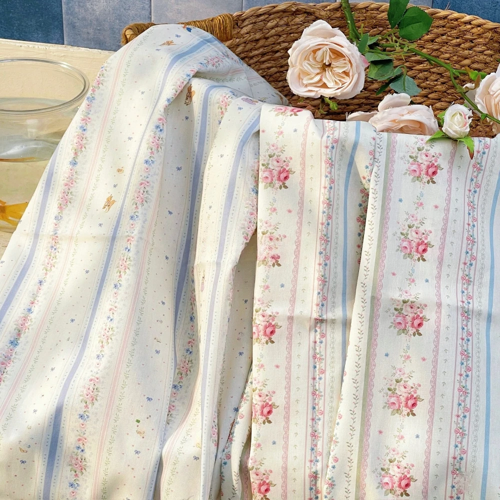 

140x50 см 40s цифровая печать хлопковая полосатая ткань для женщин и детей платье швейная ткань