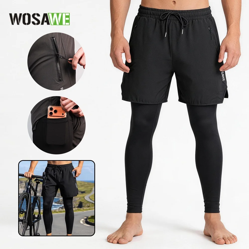 WOSAWE Mountain Off road Cycling Pants Casual Sports Tights Fitness Sports Trousers Quick-dry Breathable Sponge Pad BF135