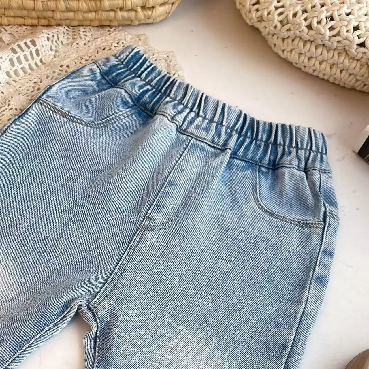 Spring and Autumn Girls' Bright Diamond Jeans Fashion New Children's Bell bottom Pants 90-150CM