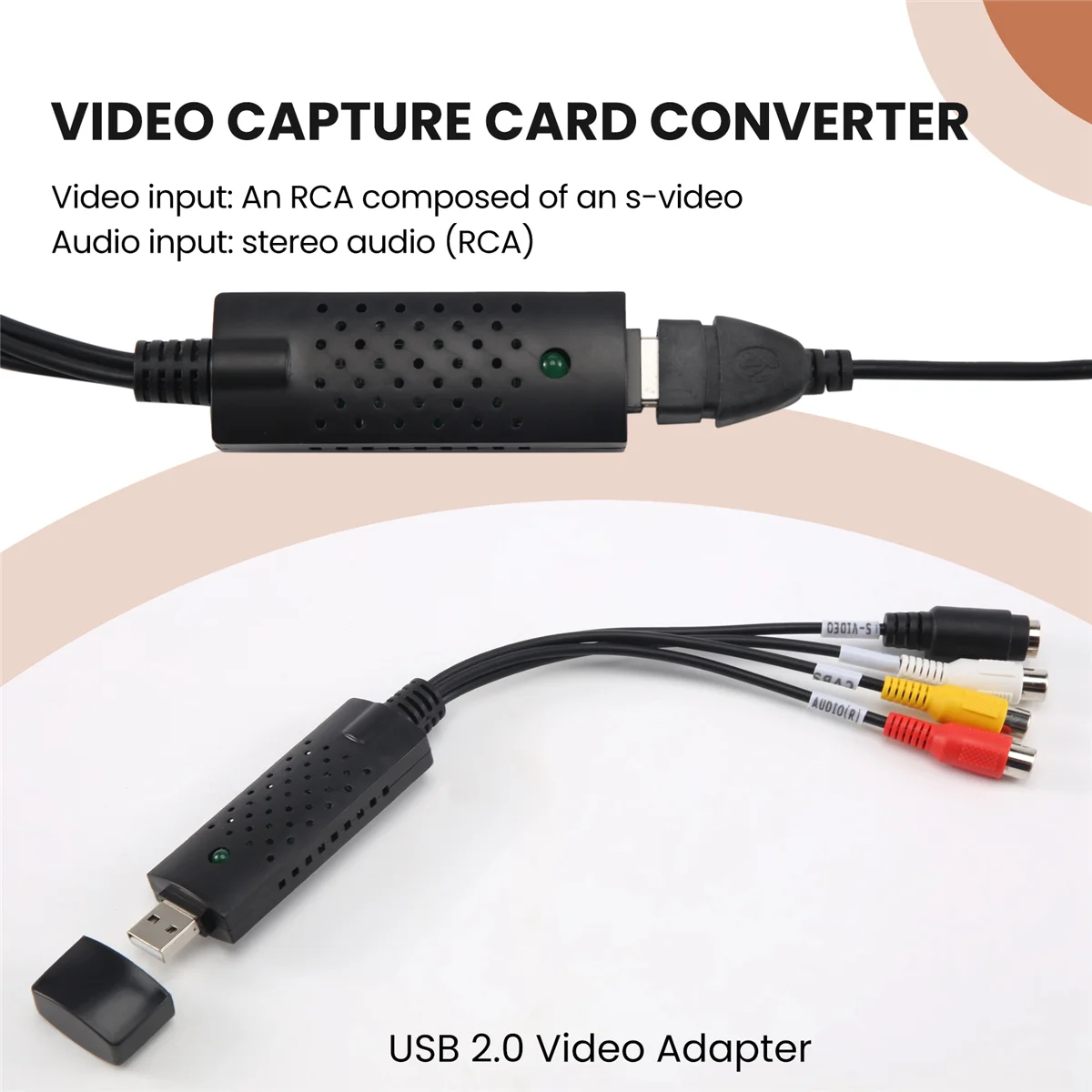 Easycap USB 2.0 Easy Cap Video TV DVD VHS DVR Capture Adapter Easier Cap USB Video Capture Device Support Win10