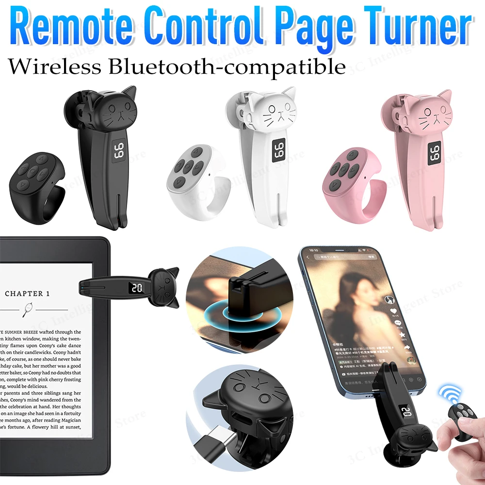 Automatic Remote Control Page Turner for Kindle Paperwhite Phone Screen Auto Clicker BT5.3 Camera Shutter Finger Clicking Device