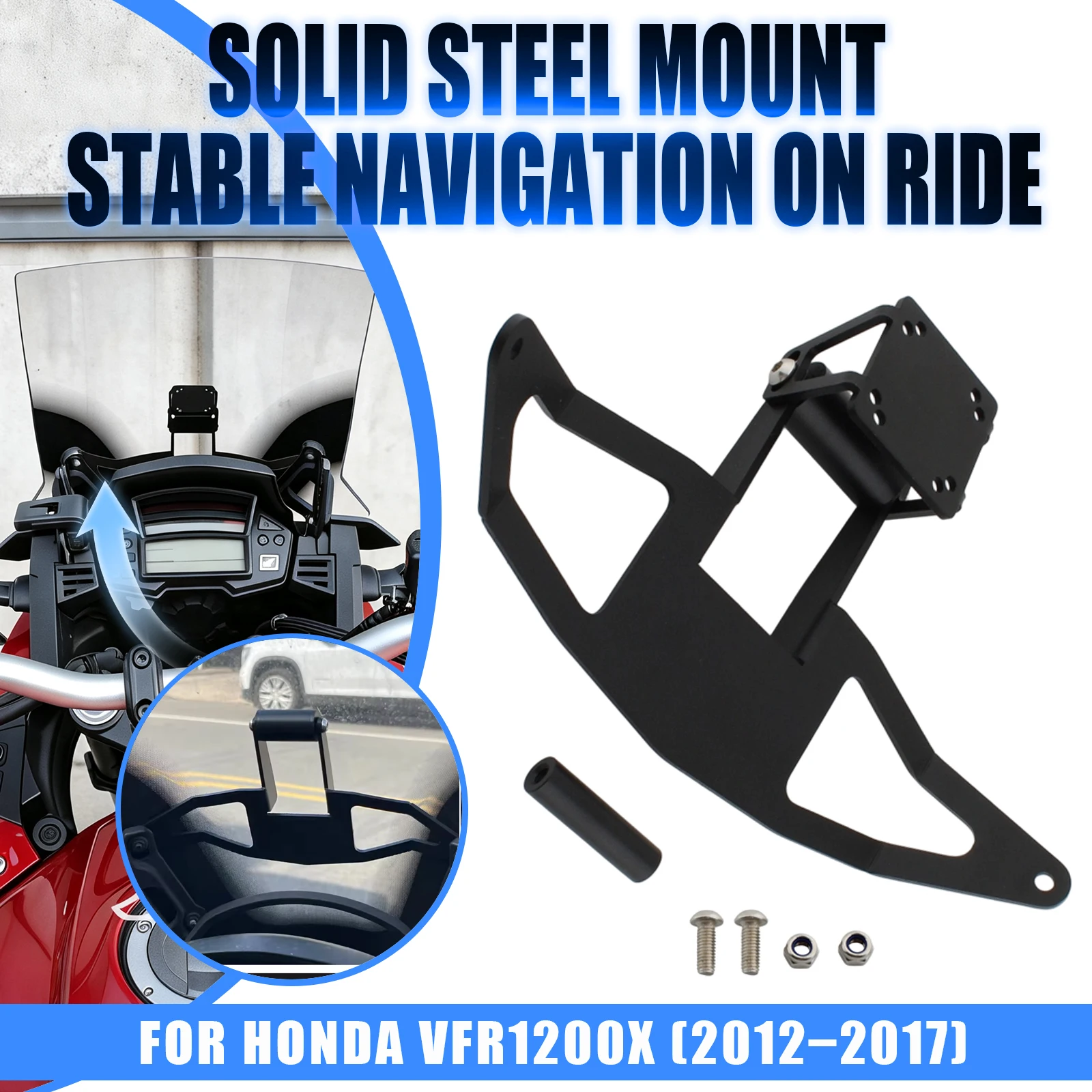Motorcycle Navigation Phone Mount Bracket For Honda VFR1200X 2012 2013 2014 2015 2016 2017 GPS Holder Black