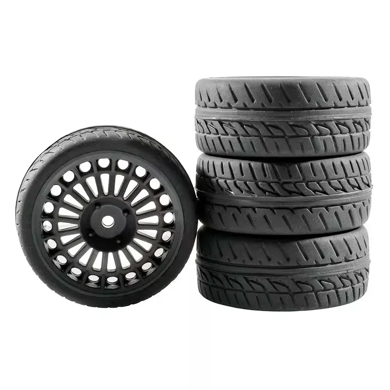 

4PCS 12mm Hex 65mm RC Car Rubber Tires Wheel Rim for 1/10 HPI HSP 94123 WLtoys 1/14 144001 RC Car