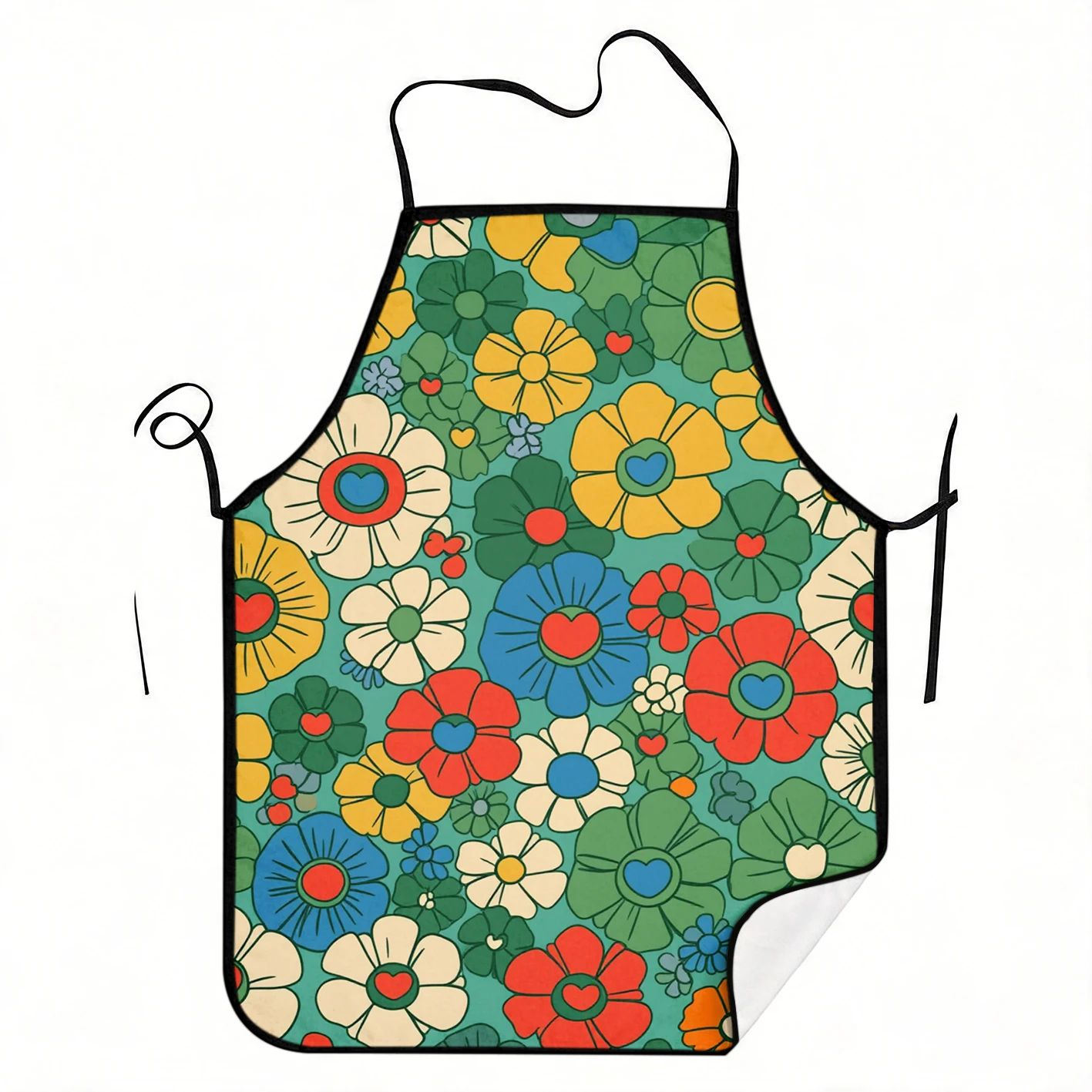 Vintage Ethnic Floral Apron, Colorful Flower & Wheat Pattern Apron Women's clothing