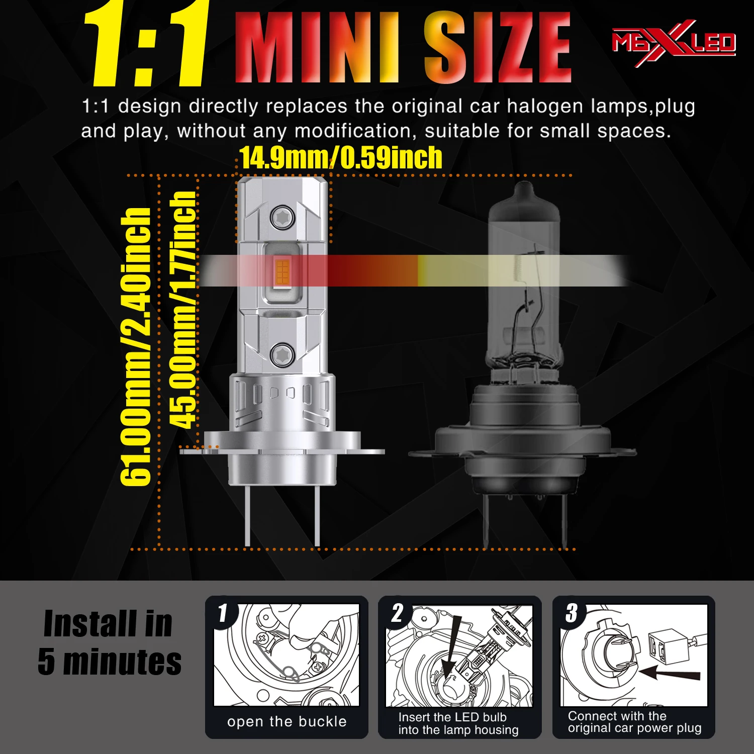 2pcs H7 PX26D LED Car Headlight Bulbs Canbus No Error No Adapter Needed Turbo Diode Powerful Auto Light White Moto Fog Lamp H18
