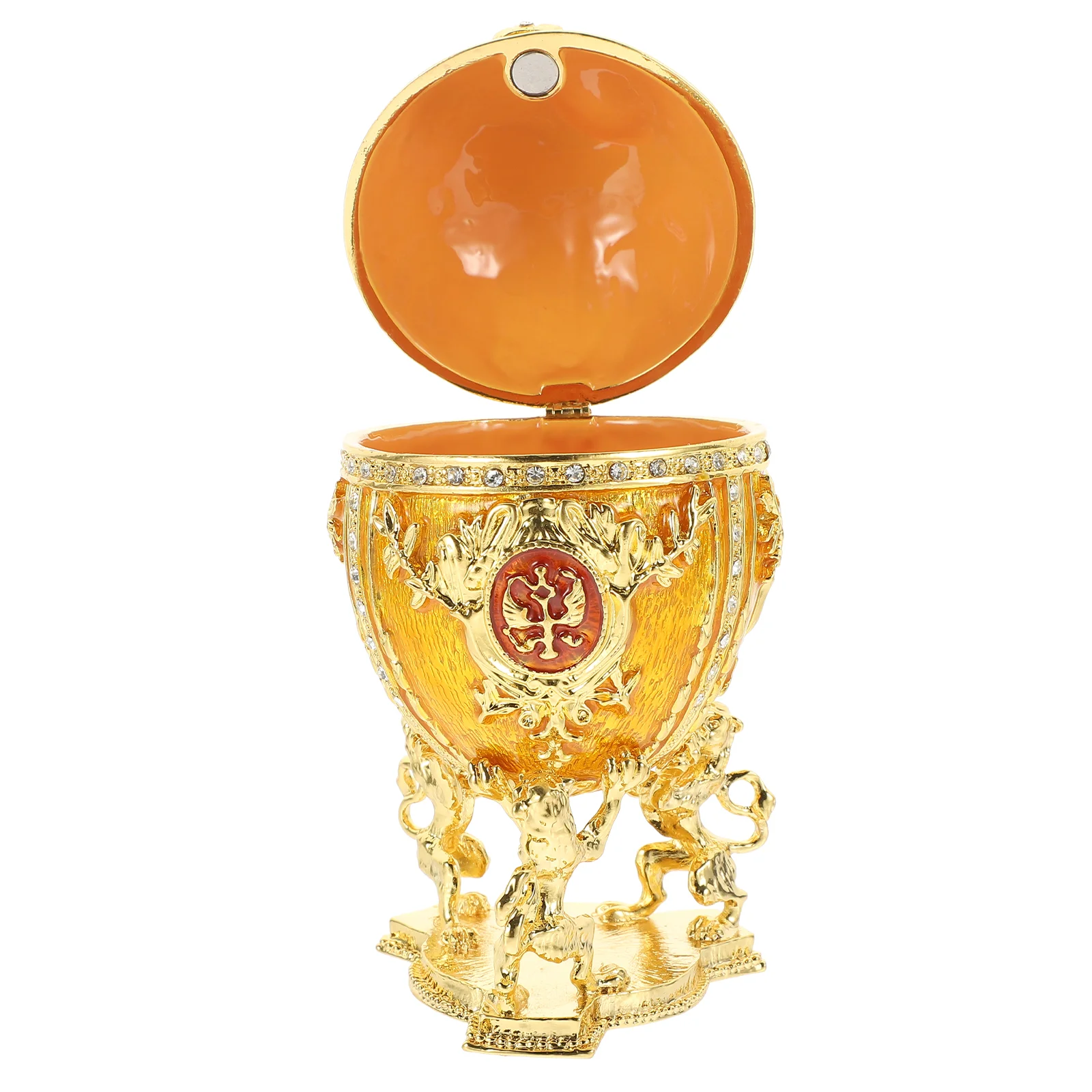 

Egg Jewelry Box The Ring Trinket Case Enameled Ornament Decoration Container Desktop Alloy Baby