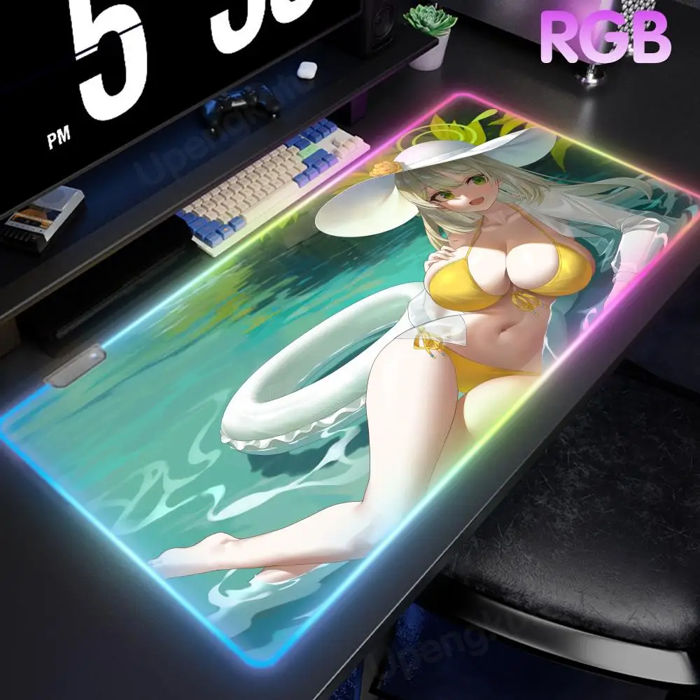 

Bikini Mouse Pad RGB Mouse Size For Game Player Desktop PC Computer Laptop Computer Desk Accessories LED Luminous Desk Mat
