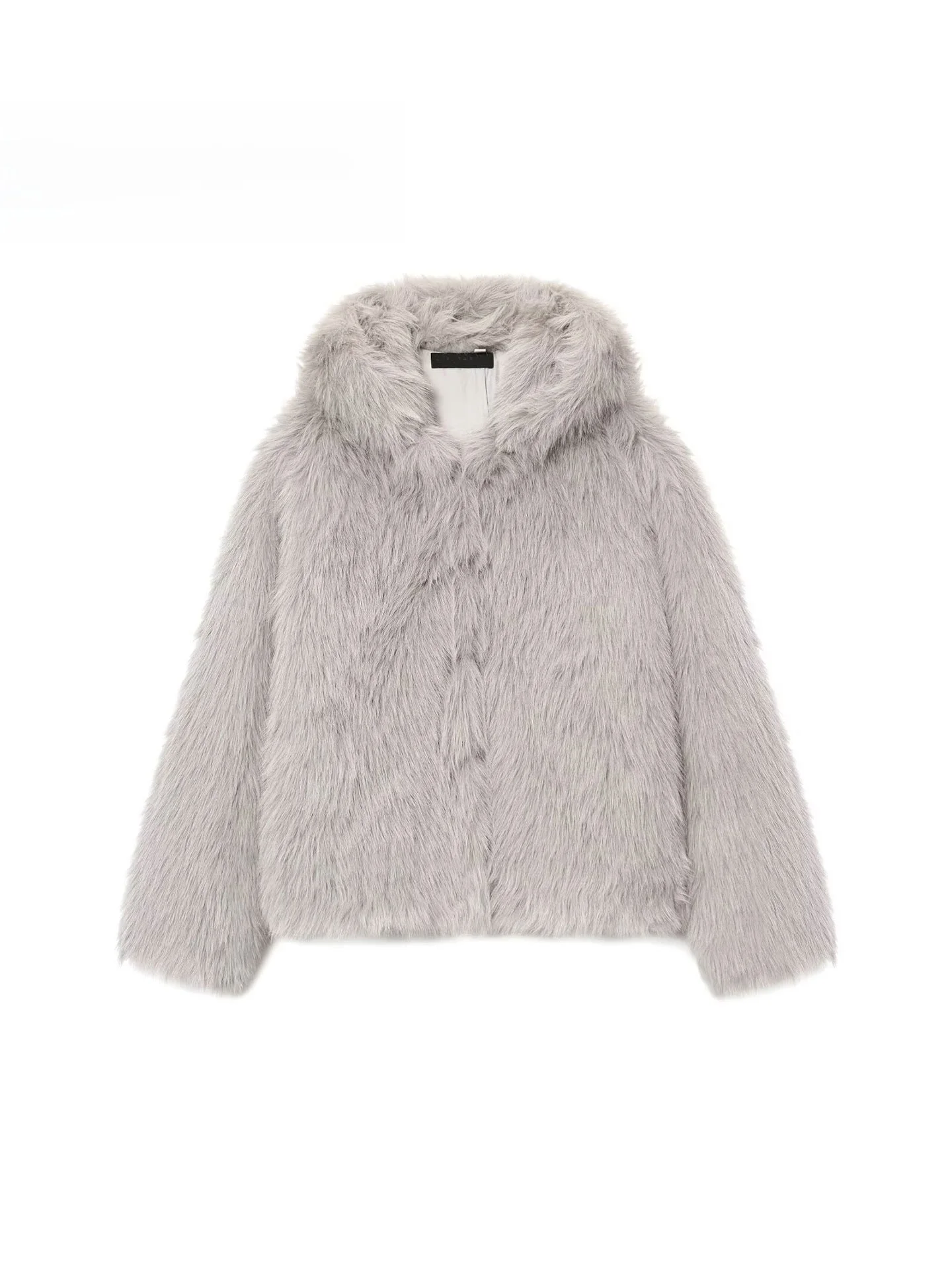 

Winter 2025 Women's American Sle ular Loose Artificial Fur Effect Hooded Jaet Coat High-End Feeling Stand Fit Long ...