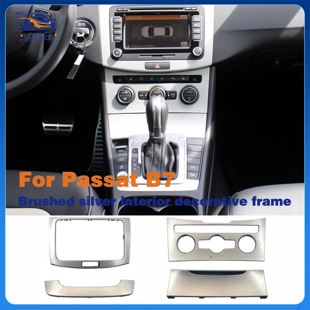 Original Brushed silver For VW PQ35 Passat B7 CC CD MIB screen decorative frame Air conditioning panel frame Car interior panel