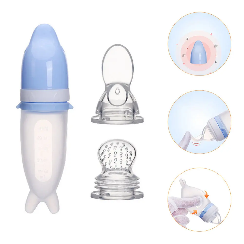 

Silicone Baby Food Dispensing Spoon Squeeze Feeder Bottle Portable Lightweight Easy Clean Baby Feeding Spoon Infant Feeding