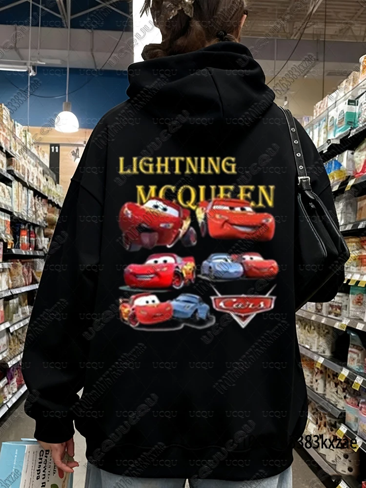 أنا البرق ماكوين وأنا سالي طباعة الأزواج هوديس للنساء الرجال سالي وماكوين الشتاء قلنسوة من القطن Y2K الشارع رداء علوي غير رسمي #5