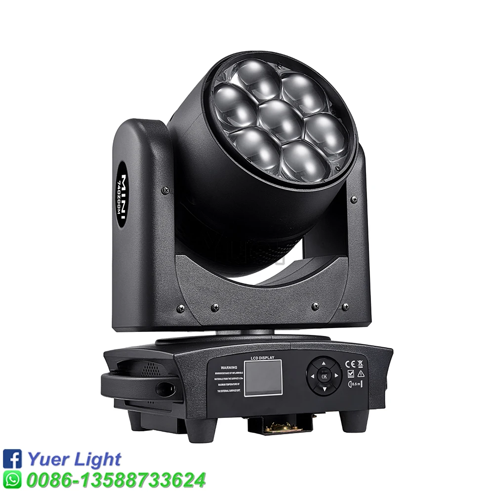 Mini 7x40w RGBW LED Beam Zoom Moving Head Color Macros Professional Stage Light CTO Wash Strobe Effect DMX Music Dance Disco