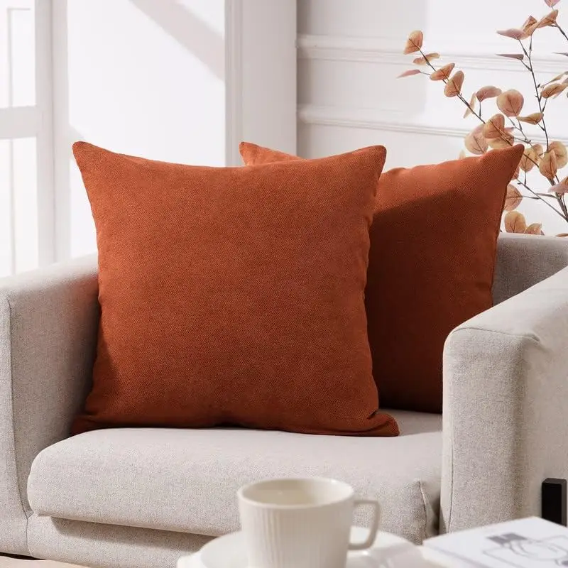 

Top Finel Large Decorative Throw Pillow Covers 24X24 Set Of 2, Softest Accent Rust Pillows Case, Decorative Square Oversized