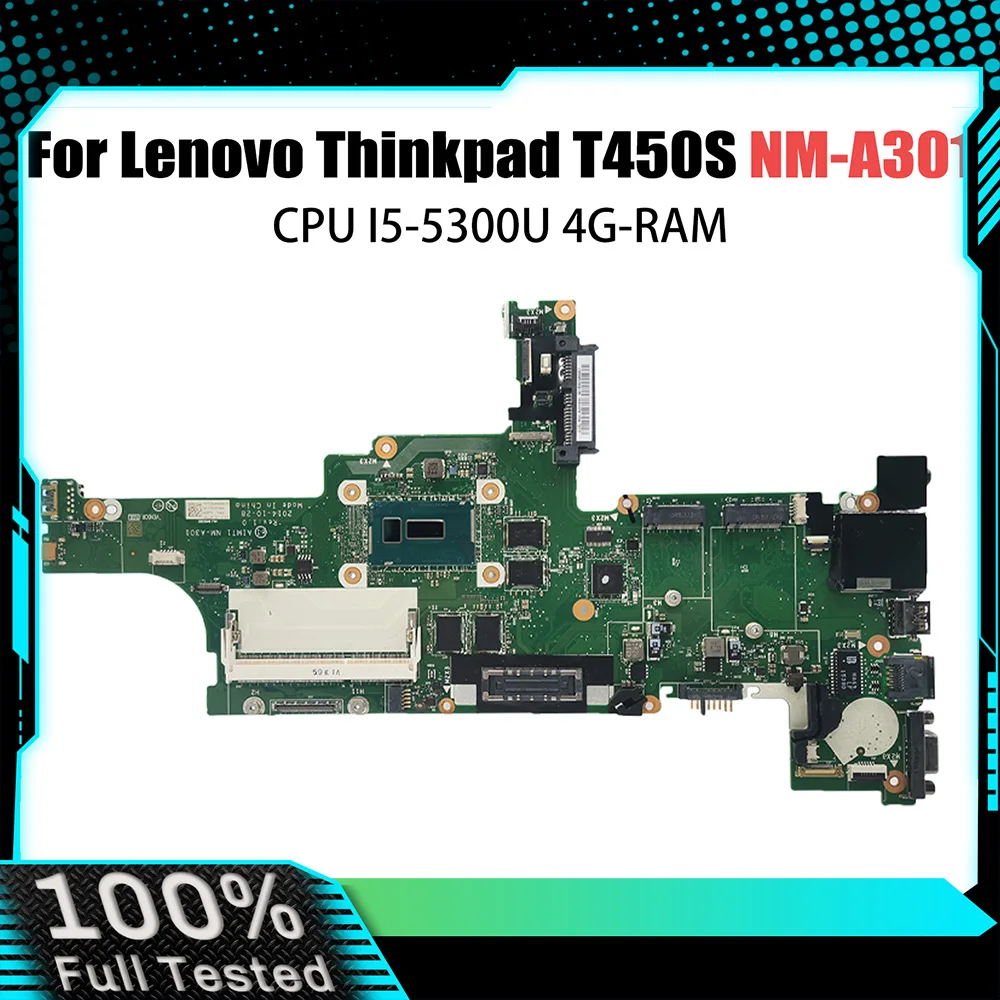 00HT748 Notebook Mainboard For Lenovo Thinkpad T450S Laptop Motherboard NM-A301 With I5-5300U 4G RAM DDR3