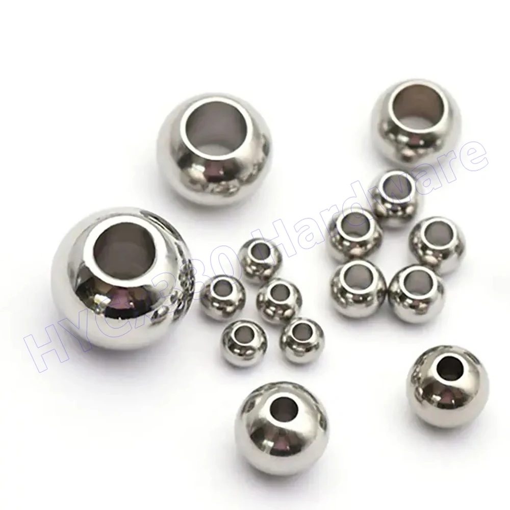 1Pcs OD 15-60mm Stainless Steel Unthreaded Drilled Ball Hole Dia 2-12mm for DIY Bracelets Earrings Jewellery Making Accessories