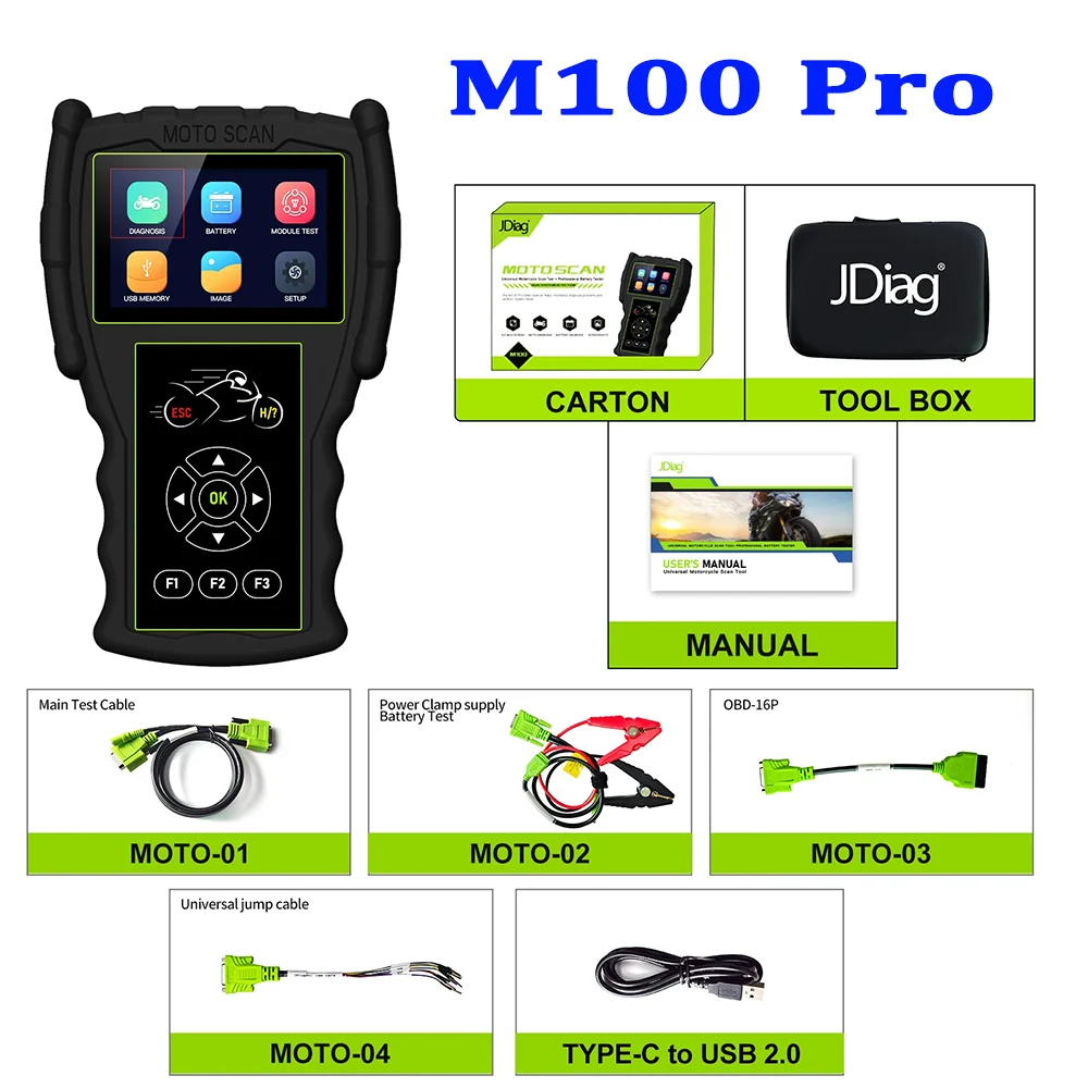 

JDiag M100 Pro Motorcycle Diagnostic Tool OBD OBD2 Scanner Motorbike ODB2 Moto Scan Code Reader For KTM/Honda/Yamaha/Kawasaki/BM