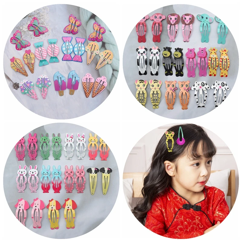 5Cm Mix Solid Color Metal Hairgrip Girls Snap Hair Clips For Children Baby Hair Accessories Women Barrettes Clip Pins