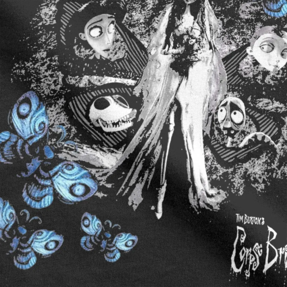 Corpse Bride Emily Butterflies Men\'s T Shirt Amazing Tee Shirt Short Sleeve O Neck T-Shirts Cotton Gift Idea Tops