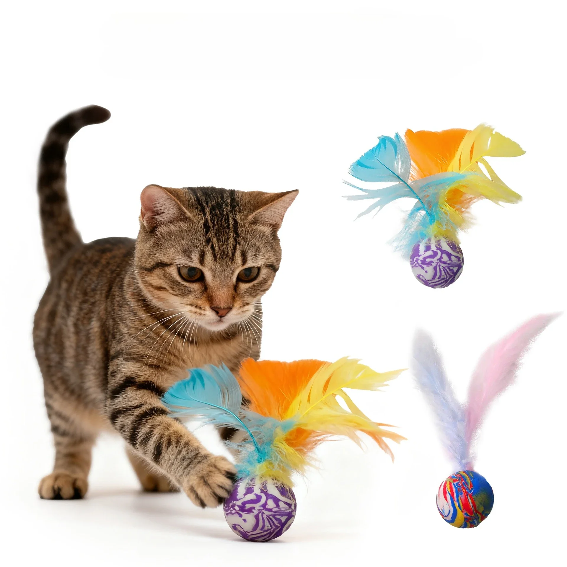 

Ball Feather Funny Cat Toys Interactive Ball Plus Feather Foam Ball Throwing Toys Pet Supplies Katten Toy