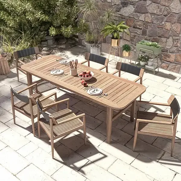 Dining Set Outdoor Luxury Modern Desk and Chair Set 8 Person Patio Square, Outdoor Table and Chairs Set