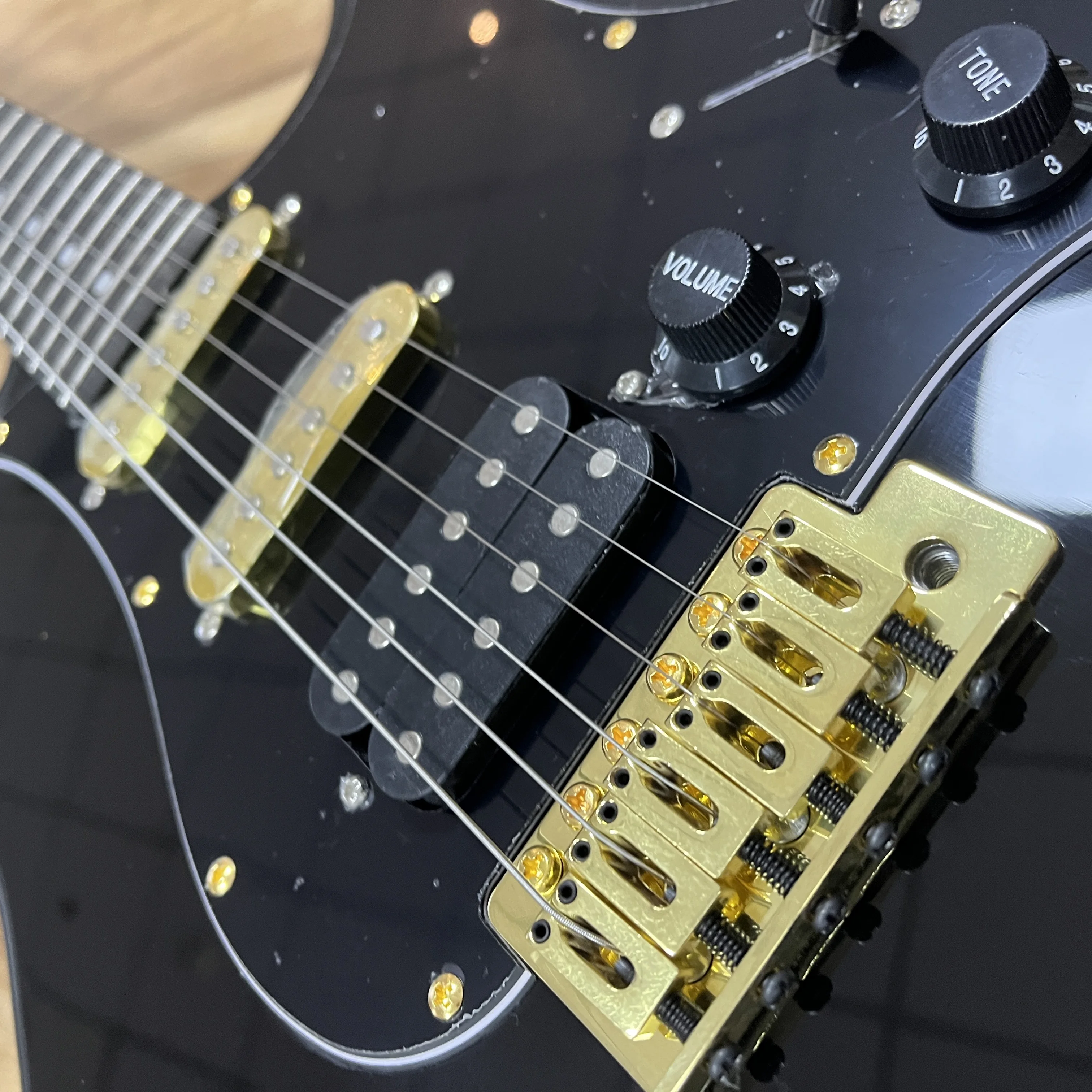 Black Electric Guitar Cherry Wood Body Gold Bridge Accessories  SSH Pickups 22 Frets 6 Strings, Rosewood Fingerboard. Theme Guitar Gift. US Warehouse Stock. Free Shipping. view 7