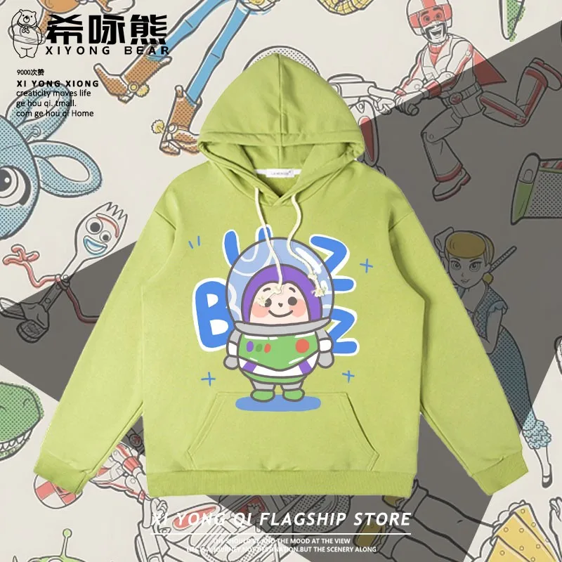 

Disney Toy Story Co-branded Solid Color Hoodie Male Hooded Buzz Lightyear Strawberry Bear Anime Peripheral Coat