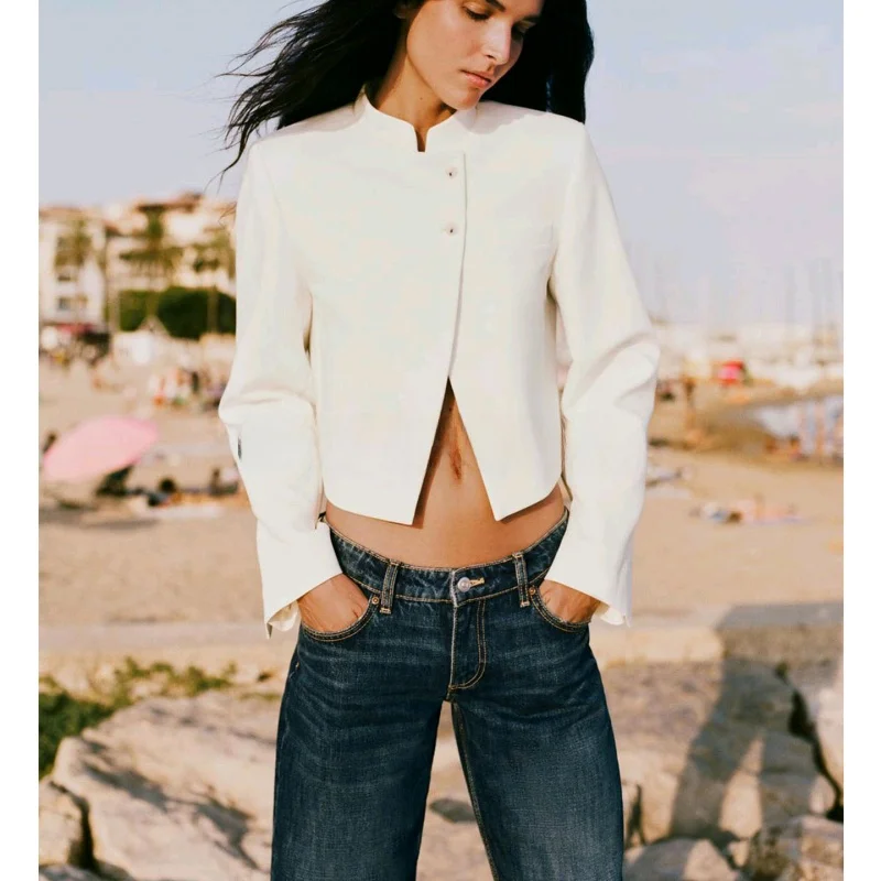 

Fall New Women's Casual Sle Qui-dry Synthetic Fabric Jaet ort Sved Buttons Design Casual Wearer Comfortable Longli...