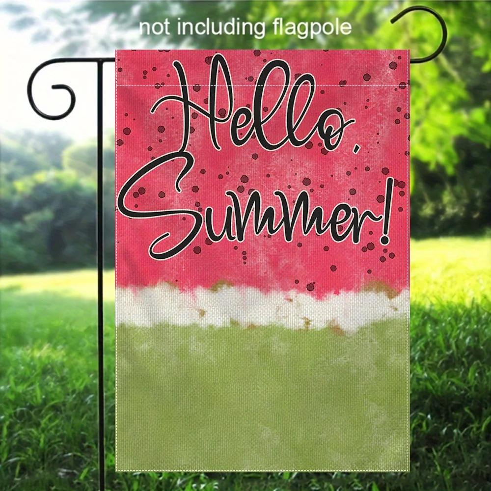 1 قطعة علم حديقة البطيخ الصيفي، 12 × 18 بوصة، ديكور منزلي على الوجهين من البوليستر، ديكور خارجي متعدد الأغراض، بدون F