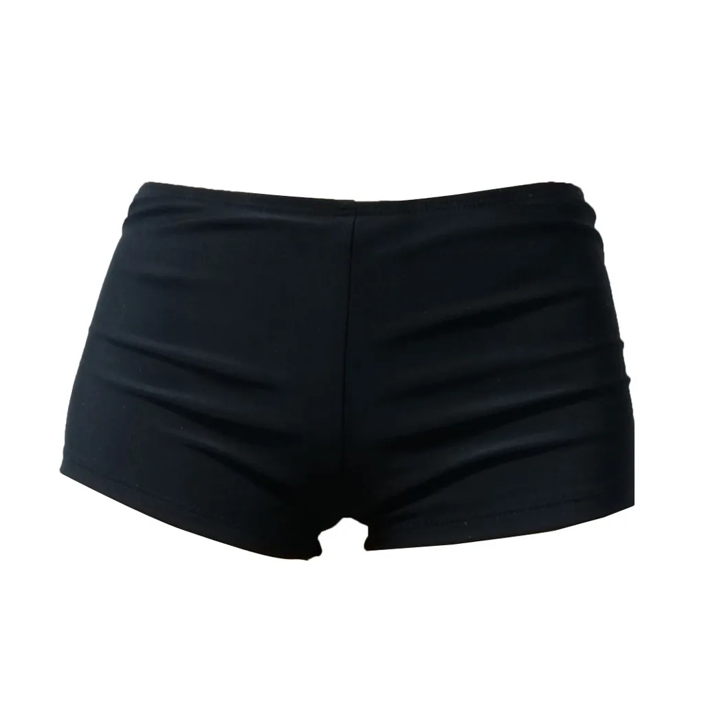 Women Swimsuit Shorts Solid Black Blue Fashion Swim Bikini Bottom High Waist Tankini Bathing Shorts Beach Swimwear image 3