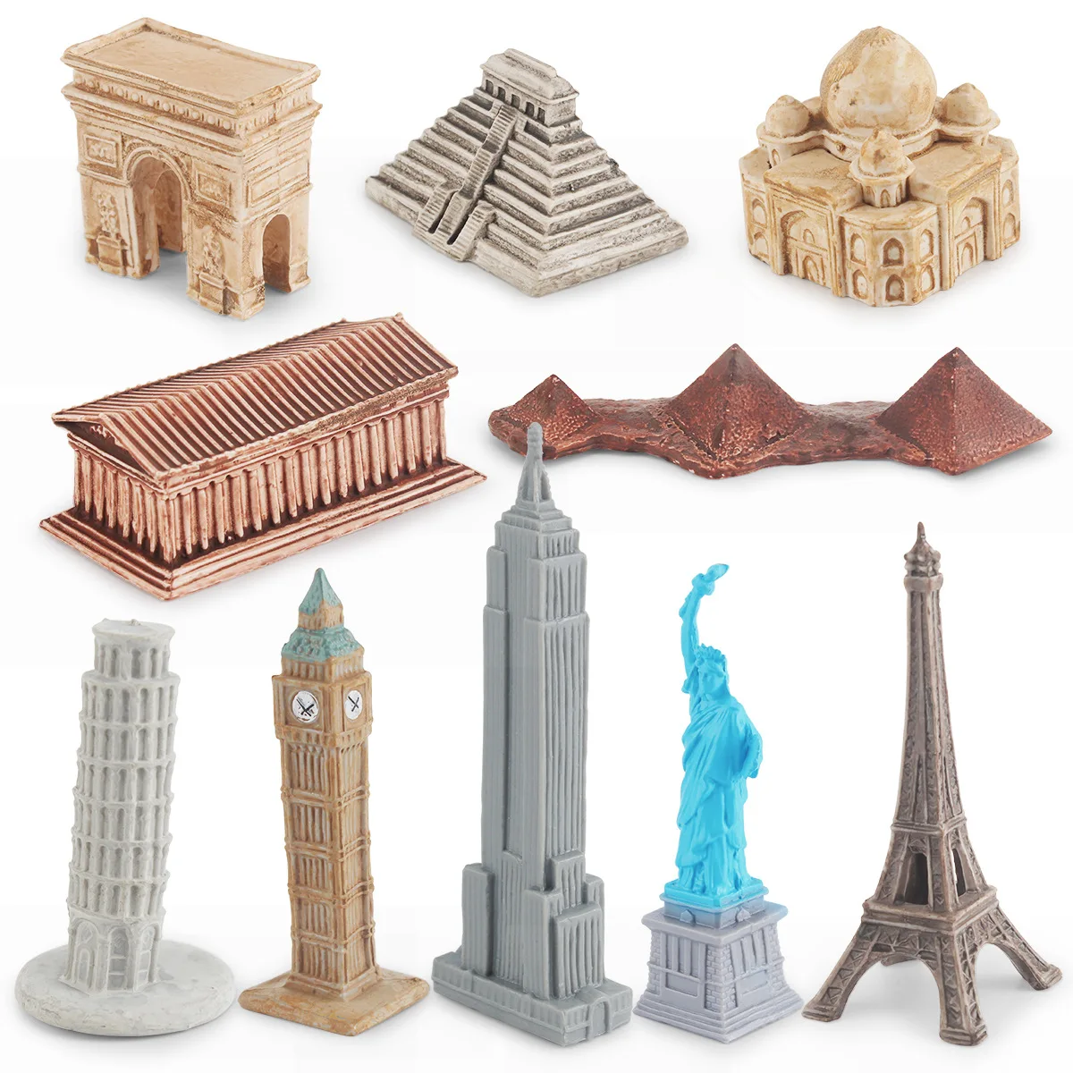 Miniatures World Famous Landmark Building Figurines Teaching Aids Eiffel Pyramid Statue of Liberty Triumphal Arch Model Toys