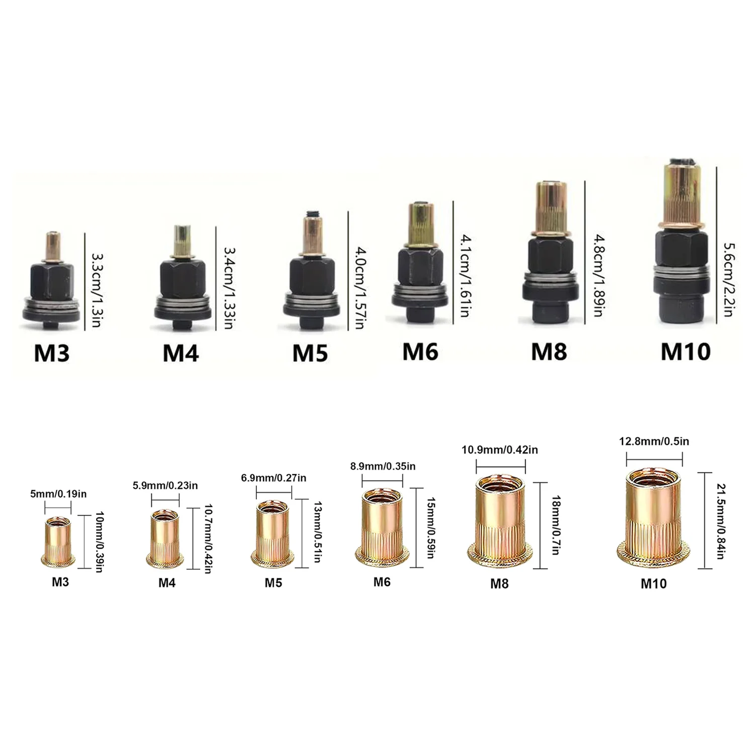 6 uds/58 Uds tuerca de remache manual tuercas de cabeza herramienta remachadora M3 M4 M5 M6 M8 M10 para tuerca de remache herramienta remachadora