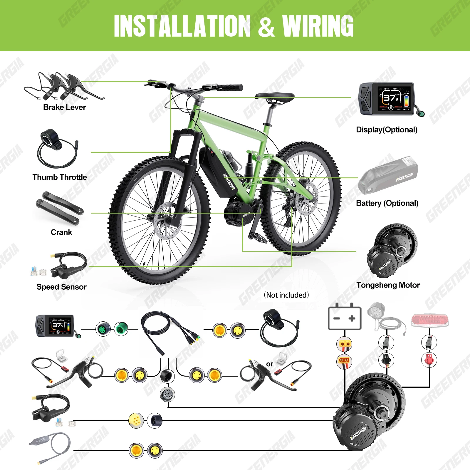 Zestaw do konwersji roweru elektrycznego z silnikiem centralnym Tongsheng TSDZ16 1000W, TSDZ8 750W, TSDZ2B 500W, 250W z czujnikiem momentu obrotowego, rozstaw osi 68-73mm