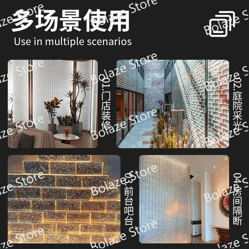 Ultra White Series Solid Hot Melt Glass Brick Partition Wall, Transparent Square Crystal Brick Wall