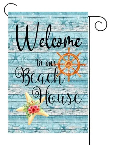 Welcome To Our Beach House  Garden Flag ~Double Sided  * Top Quality