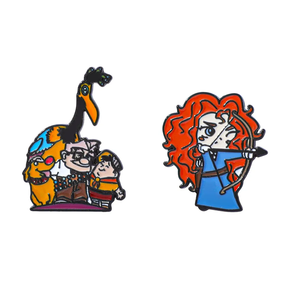 

1 Set Cartoon Brave Merida Up Carl Fredricksen Brooch Creative Fashion Metal Enamel Badge Pin Clothing Backpack Accessories Gift