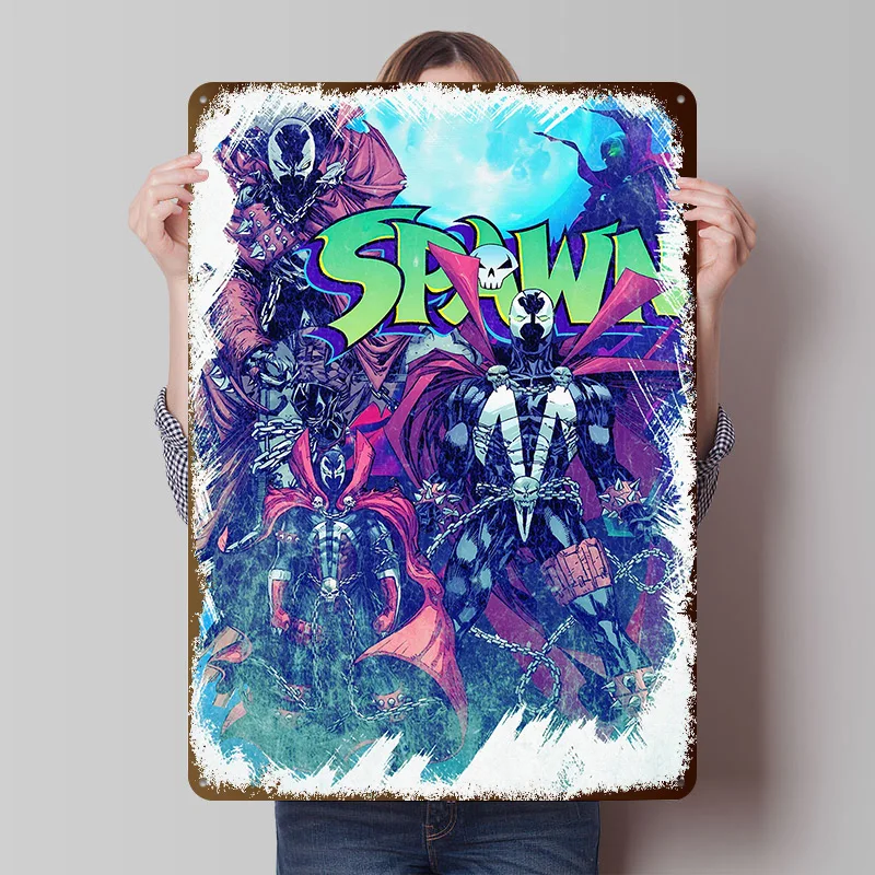 Spawn Comic Book Cover Art Tinplate Poster Custom Wall Art Vintage Metal Signs Retro Tin Plaque for Gaming Decoration Room House