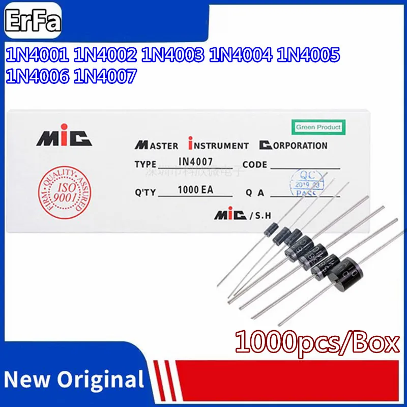 1000pcs/Box 1N4001 1N4002 1N4003 1N4004 1N4005 1N4006 1N4007 DO-41 Rectifier Diode New