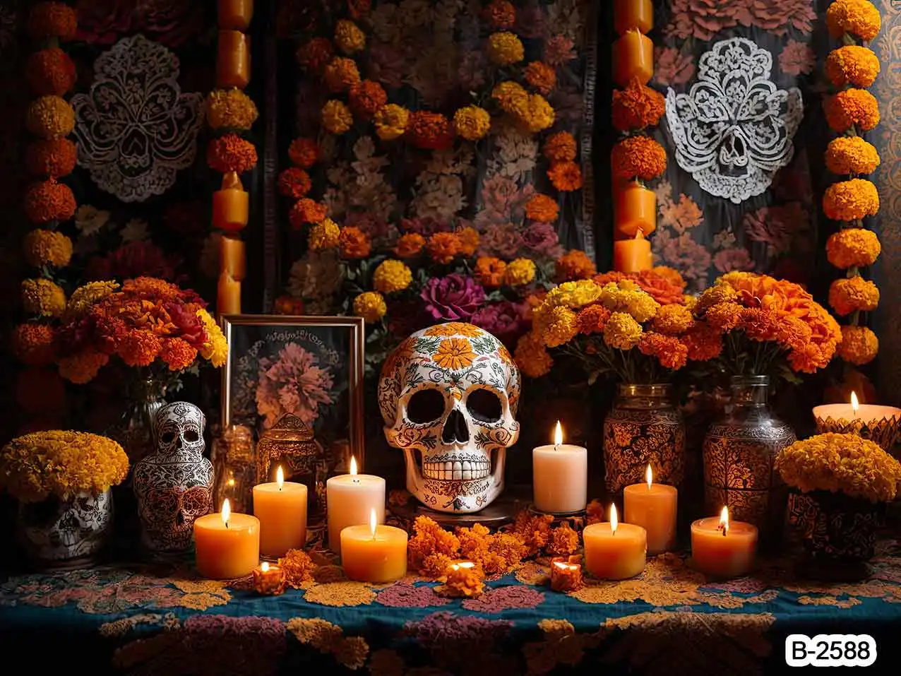Fondo del Día De Los Muertos para decoración del hogar, telón De fondo para fotografía, Fiesta Mexicana, calavera De azúcar, Fiesta De baile, Dia De Los Muertos, familia